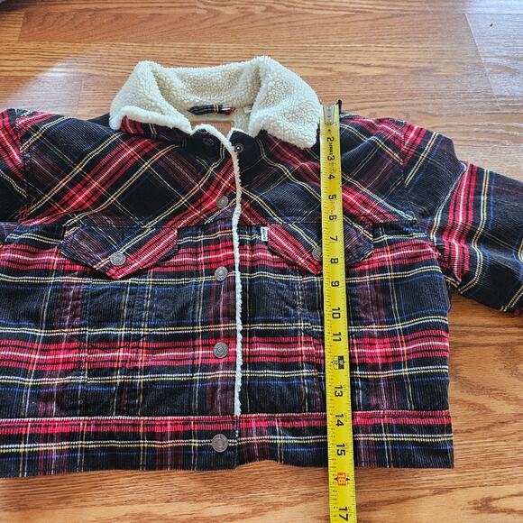 Levi's Premium Ex-boyfriend Sherpa Trucker Jacket in Plaid Size XS - Picture 4 of 6